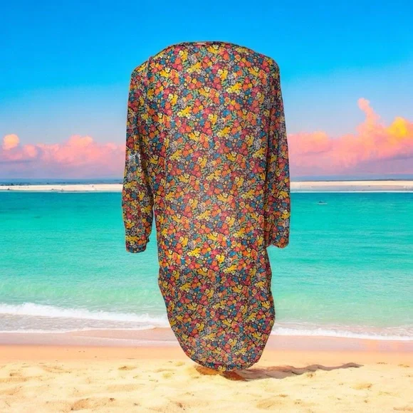 Anne Cole Red and Pink Swim Coverup Tunic - Picture 4 of 5